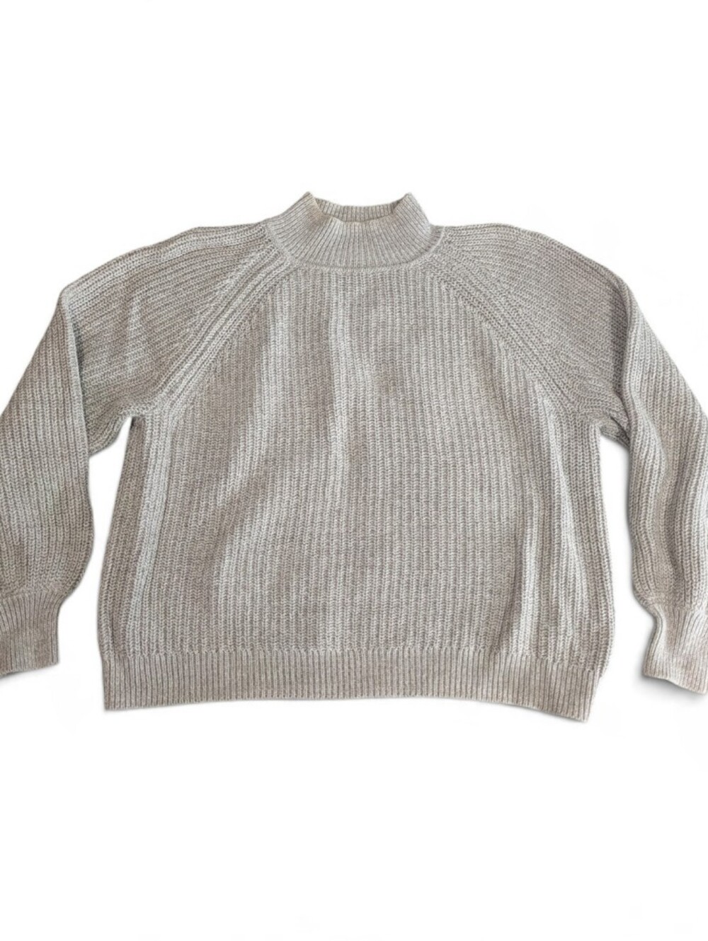 GAP Mockneck Shaker Stitch Sweater In Silver Grey, M Tall